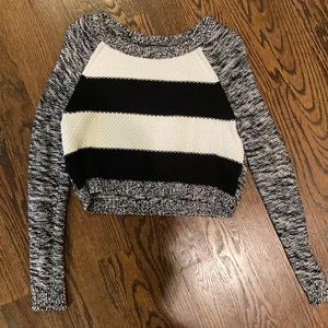 Black & White Cropped Express Sweater
